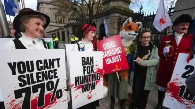 Ban Foxhunting Protest outside Dáil Eireann. 25th March 2026