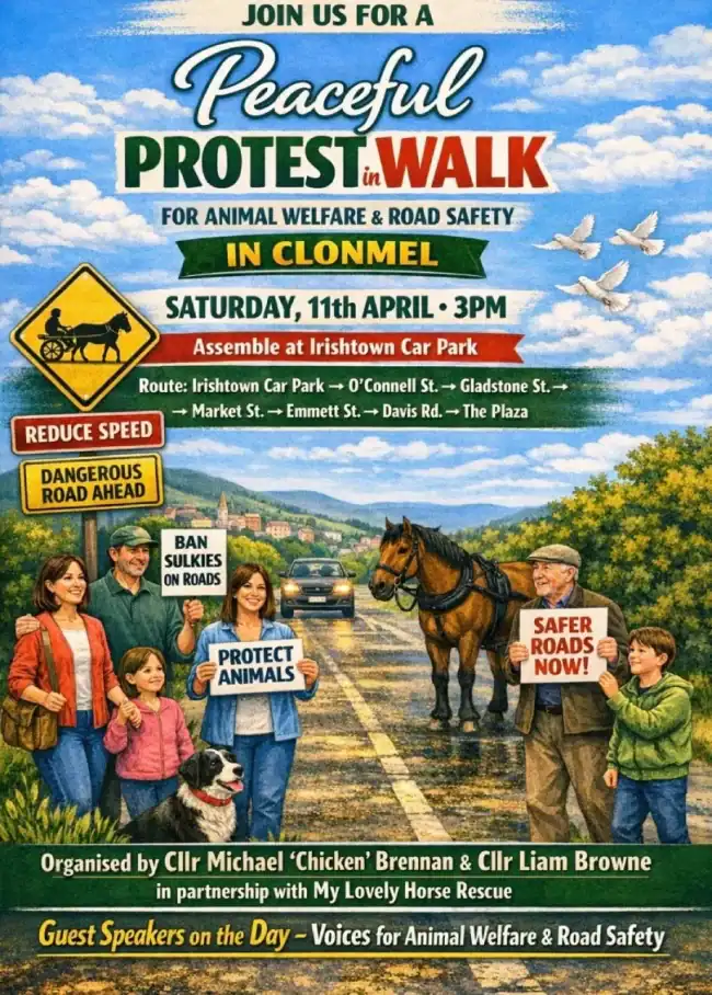Sulky Trotting Walk Clonmel Poster. Walk to be held on the 11st April 2026.