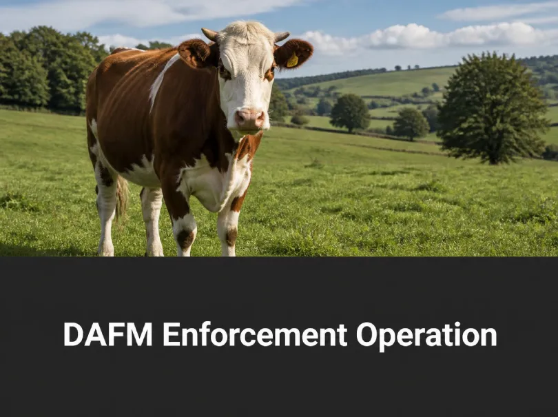 Cow in a Field. DAFM Enforcement Operation.