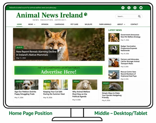 Banner Advertising on Animal News Ireland.. Banner Advertising Ireland