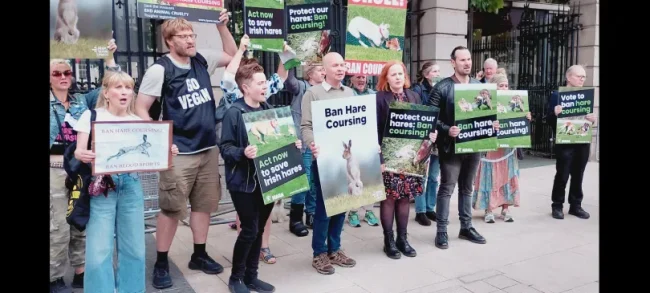 Anti-Hare Coursing Protest outside Dáil Eireann.