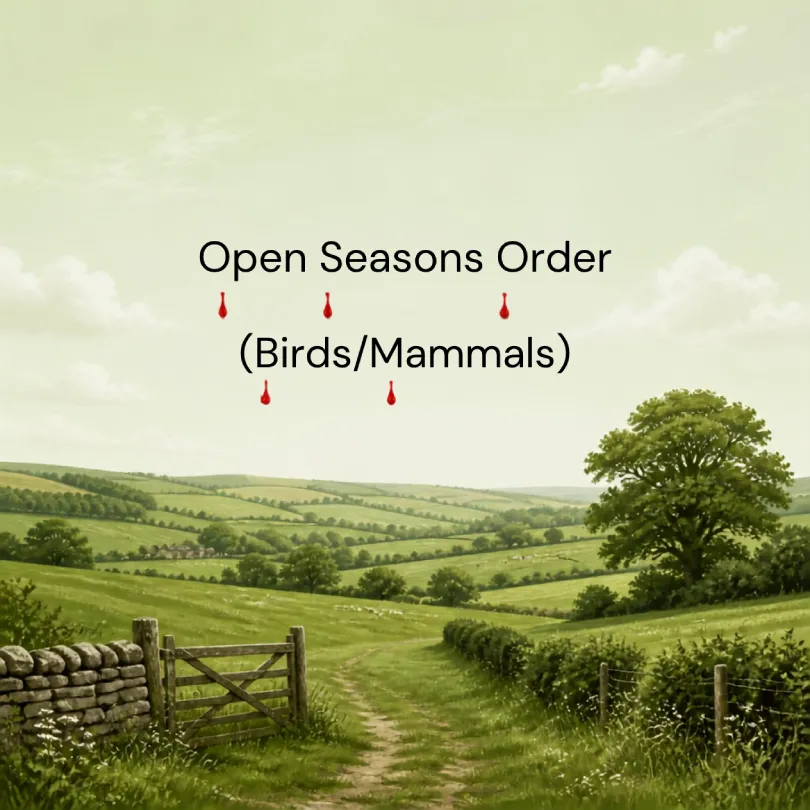Open Seasons Order. Hunting season.